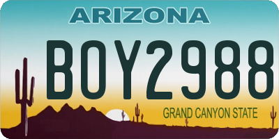 AZ license plate BOY2988