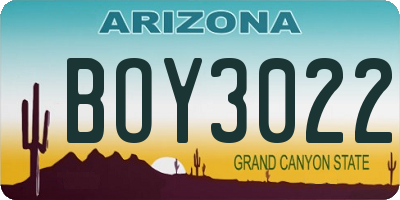 AZ license plate BOY3022