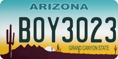 AZ license plate BOY3023