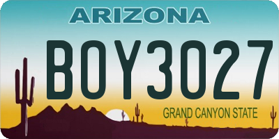AZ license plate BOY3027