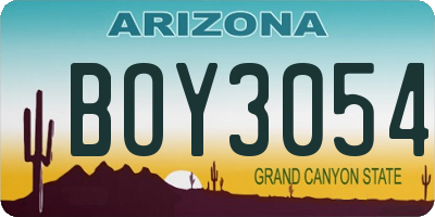 AZ license plate BOY3054