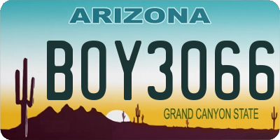 AZ license plate BOY3066
