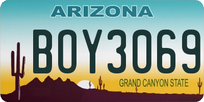 AZ license plate BOY3069