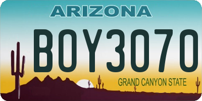 AZ license plate BOY3070