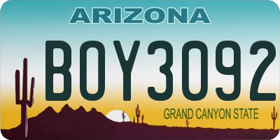 AZ license plate BOY3092