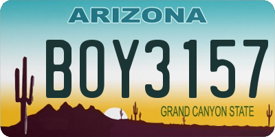 AZ license plate BOY3157