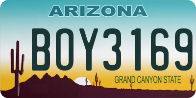 AZ license plate BOY3169