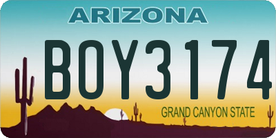 AZ license plate BOY3174