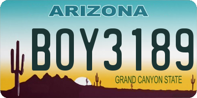 AZ license plate BOY3189