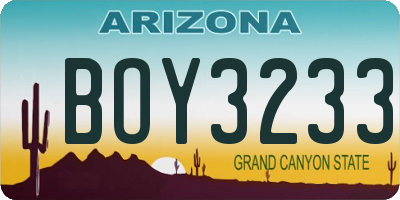 AZ license plate BOY3233