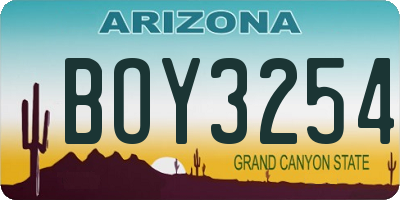 AZ license plate BOY3254