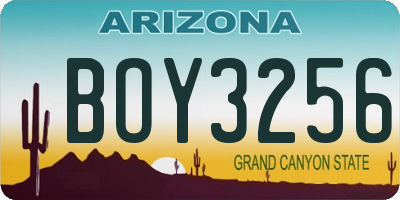 AZ license plate BOY3256