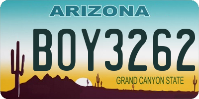 AZ license plate BOY3262