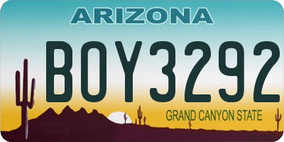 AZ license plate BOY3292