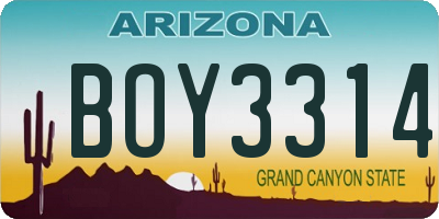 AZ license plate BOY3314