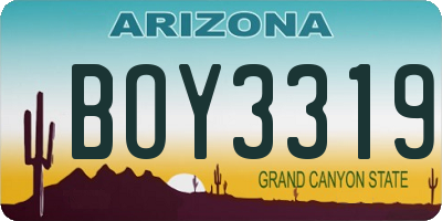 AZ license plate BOY3319