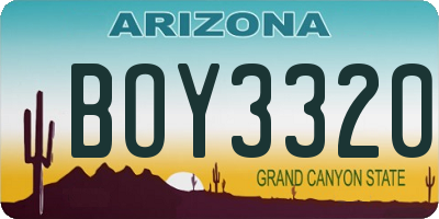 AZ license plate BOY3320