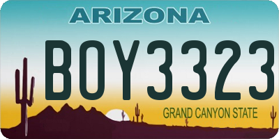 AZ license plate BOY3323