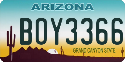 AZ license plate BOY3366