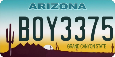 AZ license plate BOY3375
