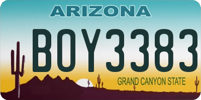 AZ license plate BOY3383