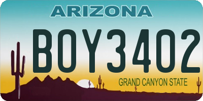 AZ license plate BOY3402