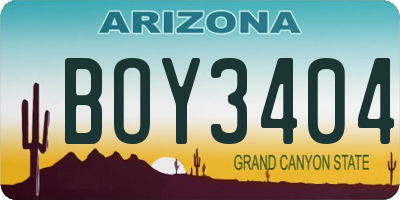 AZ license plate BOY3404