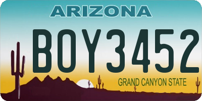 AZ license plate BOY3452