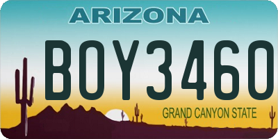 AZ license plate BOY3460
