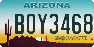 AZ license plate BOY3468