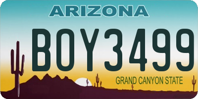 AZ license plate BOY3499