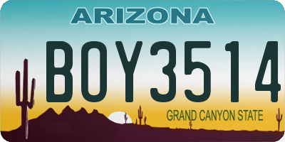 AZ license plate BOY3514