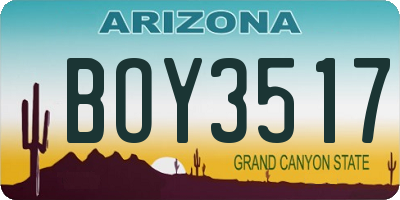 AZ license plate BOY3517