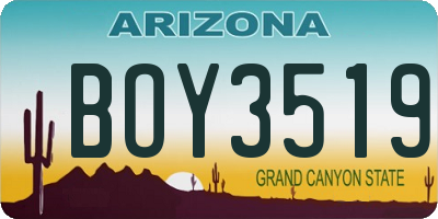 AZ license plate BOY3519
