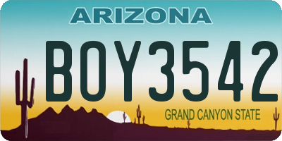 AZ license plate BOY3542