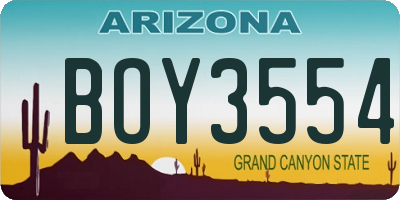 AZ license plate BOY3554