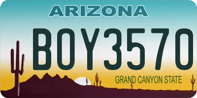 AZ license plate BOY3570