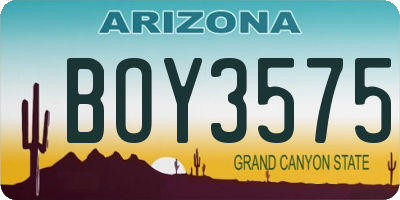 AZ license plate BOY3575