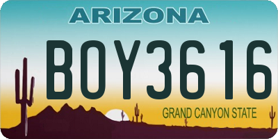 AZ license plate BOY3616