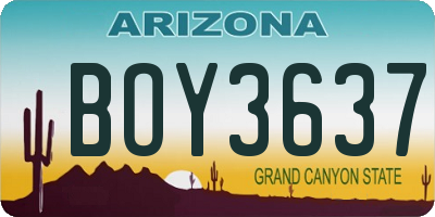 AZ license plate BOY3637