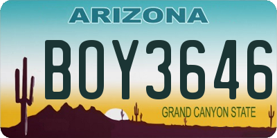 AZ license plate BOY3646