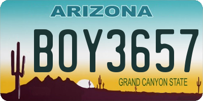 AZ license plate BOY3657