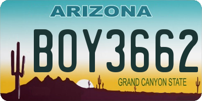 AZ license plate BOY3662
