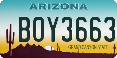 AZ license plate BOY3663