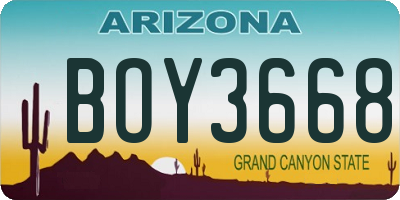 AZ license plate BOY3668