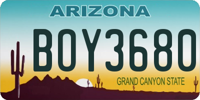 AZ license plate BOY3680
