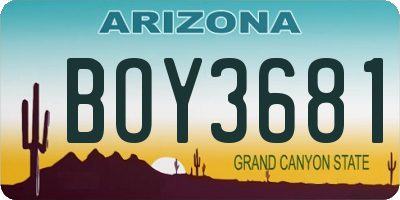 AZ license plate BOY3681