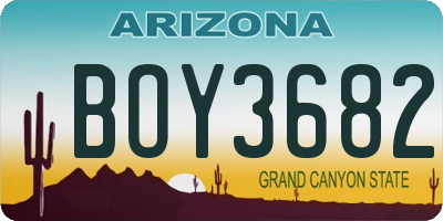 AZ license plate BOY3682