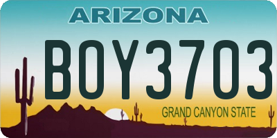AZ license plate BOY3703