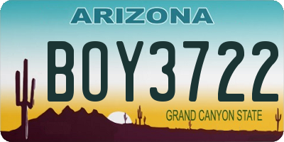 AZ license plate BOY3722